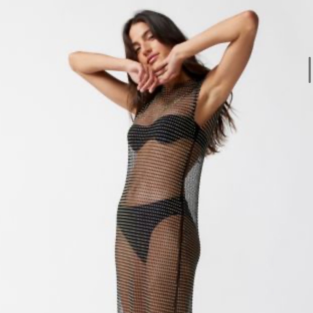 UO Rere Sheer Diamante Midi Dress - Rhinestone Slip Dress